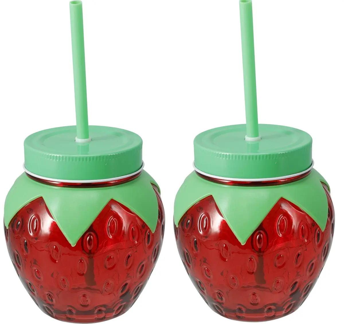 Cookinglife Waterglazen Aardbei 2 Stuks - Cocktailglazen Met Rietjes 1