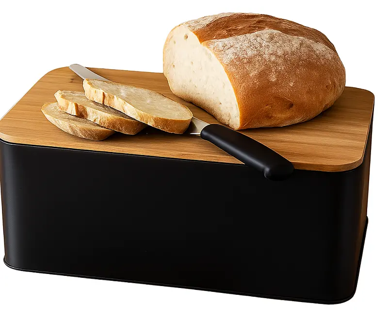 Cookinglife Brooddoos - Broodtrommel Met Plank - Mat Zwart 1