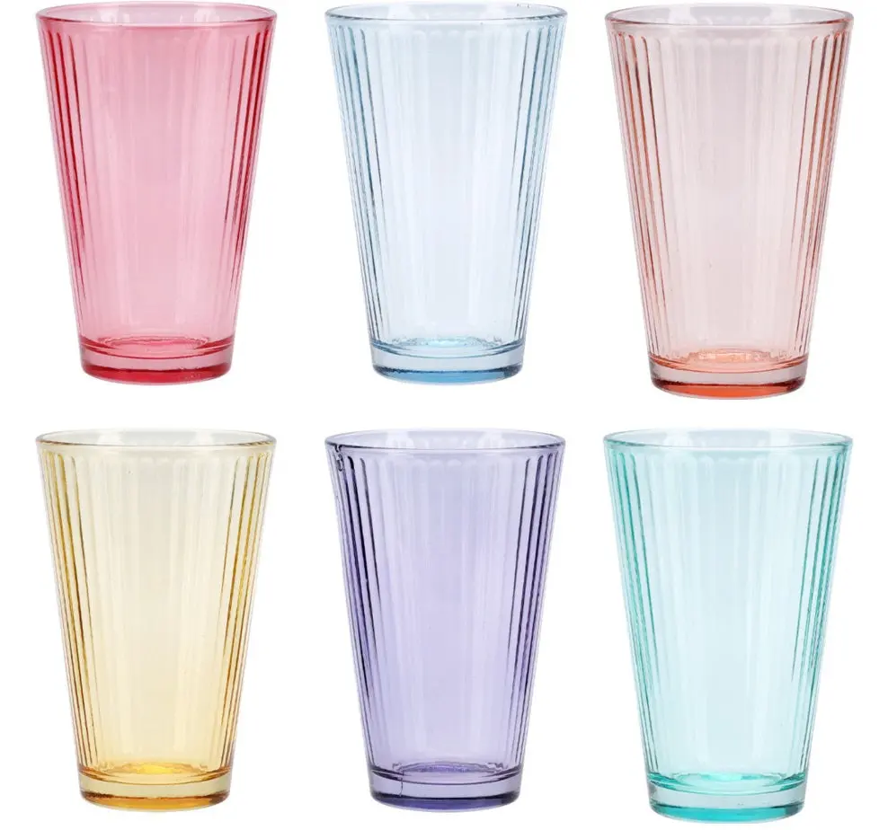 Cookinglife Waterglazen 300 Ml Glas - Set Van 6 Kleurige Drinkglazen 1