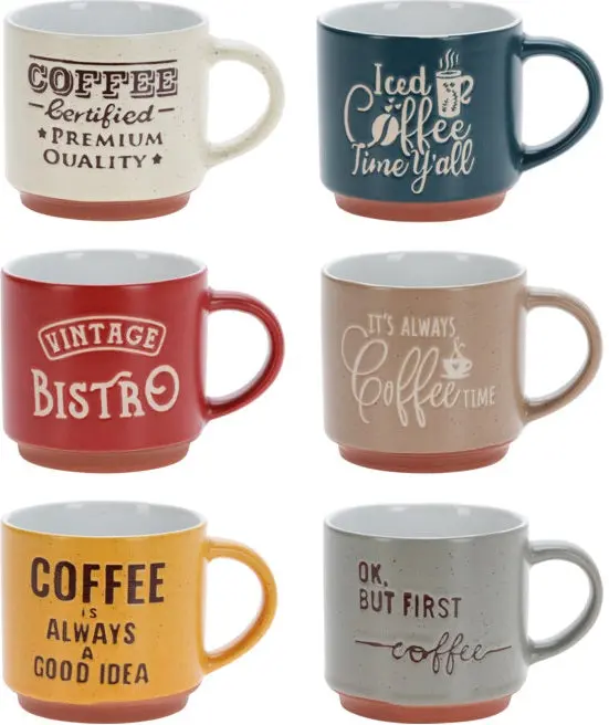 Cookinglife Koffiemokken Koffiekopjes - Koffietijd - 260 Ml - 6 Stuks 1