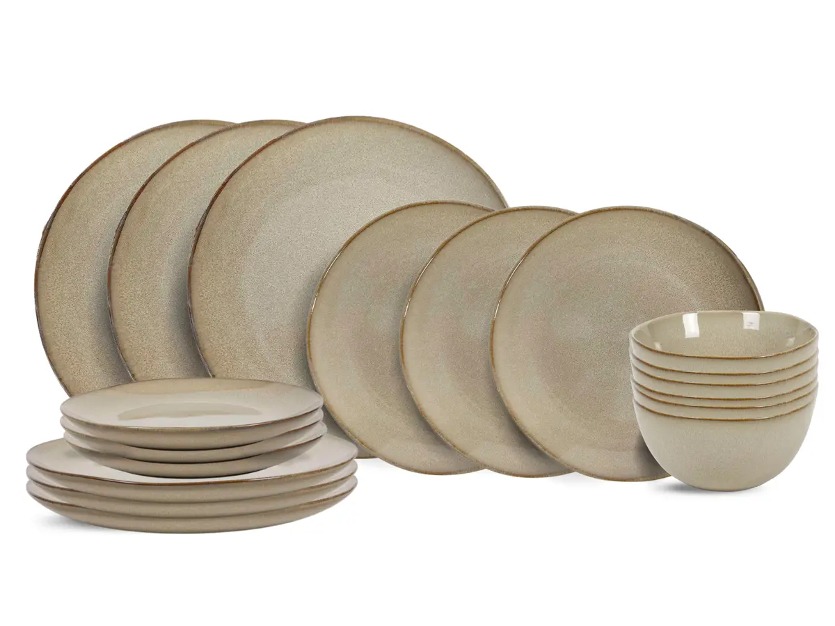 Cookinglife Serviesset Sabi Beige 18-Delig / 6 Personen - 6 Dinerborden, 6 Ontbijtborden En 6 Kommen 1