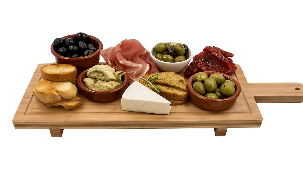 Cookinglife Serveerplank / Tapasplank Op Pootjes - L - Bamboe - 58 X 19 Cm 1