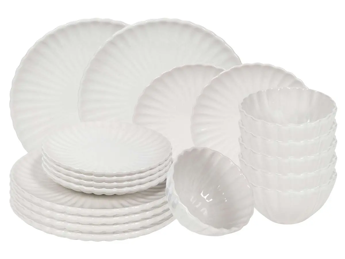 Cookinglife Serviesset Cardida Off White 18-Delig / 6 Personen - 6 Dinerborden, 6 Ontbijtborden En 6 Kommen 1