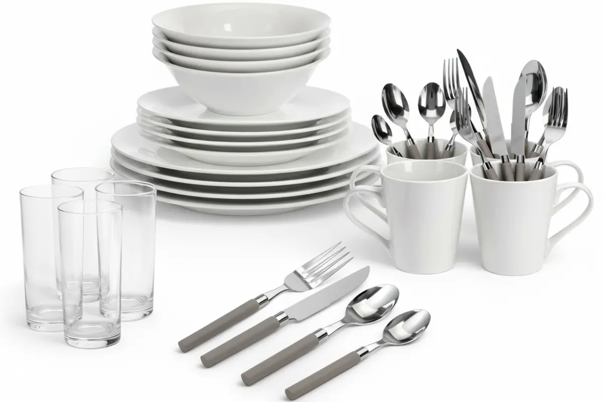 Cookinglife Serviesset Porselein Wit 36-Delig / 4 Personen - 4 Dinerborden, 4 Ontbijtborden, 4 Kommen, 4 Mokken, 4 Waterglazen En 4 Besteksetjes 1