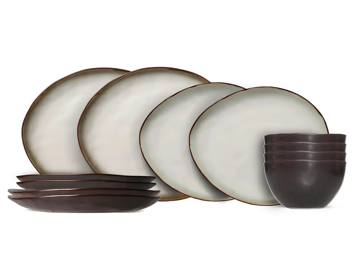 Cosy & Trendy Serviesset Plato Mat Organisch 12-Delig / 4 Personen - 4 Dinerborden, 4 Ontbijtborden En 4 Kommen 1