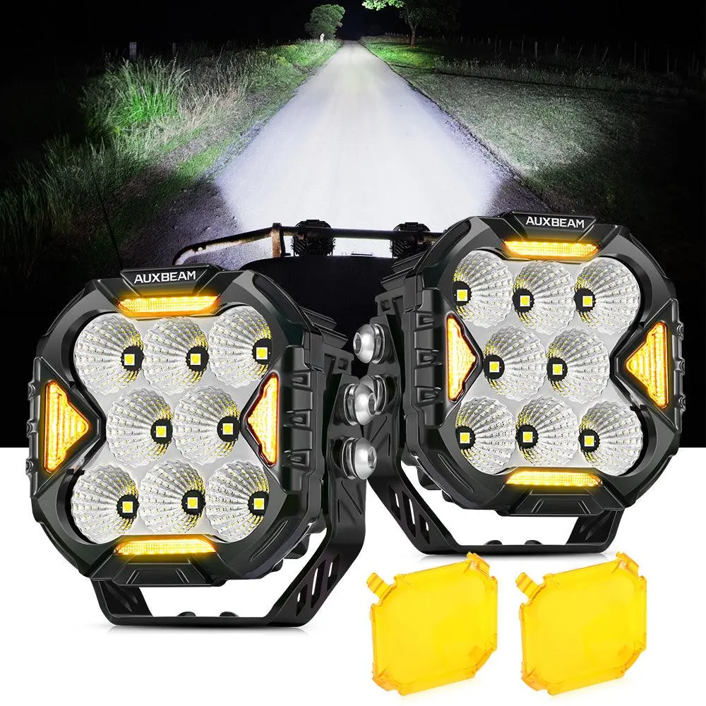 Cube-Z Series 4 Inch Flood Led Pod Lights Off Road Lights With White Drl & Amber Turn Signal Lights 1