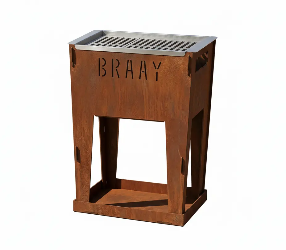 Design Cortenstaal Barbecue - Braay - Houtskool Bbq - 30X40x50 Cm 1