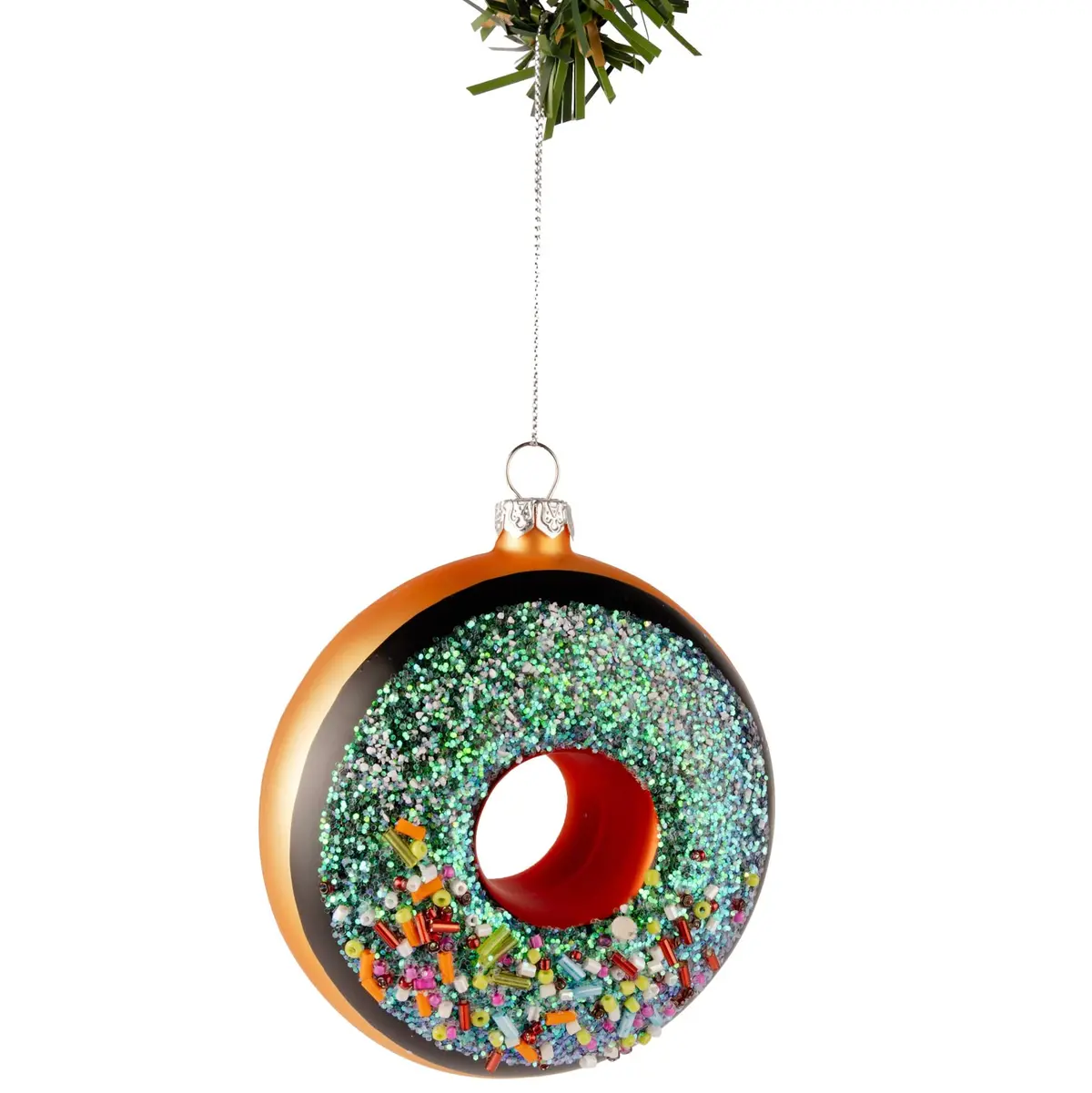 Nordic Light Kerstbal Donut Bruin/Blauw 10 Cm 1