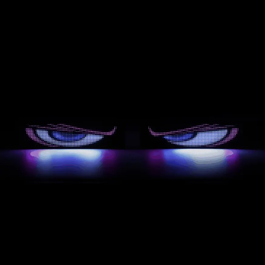 🆕Two-Pack 14.72X3.62In Devil's Eye Atmosphere Light - Flexible Programmable Usb Car Led Screen For Windshield, App Control 1