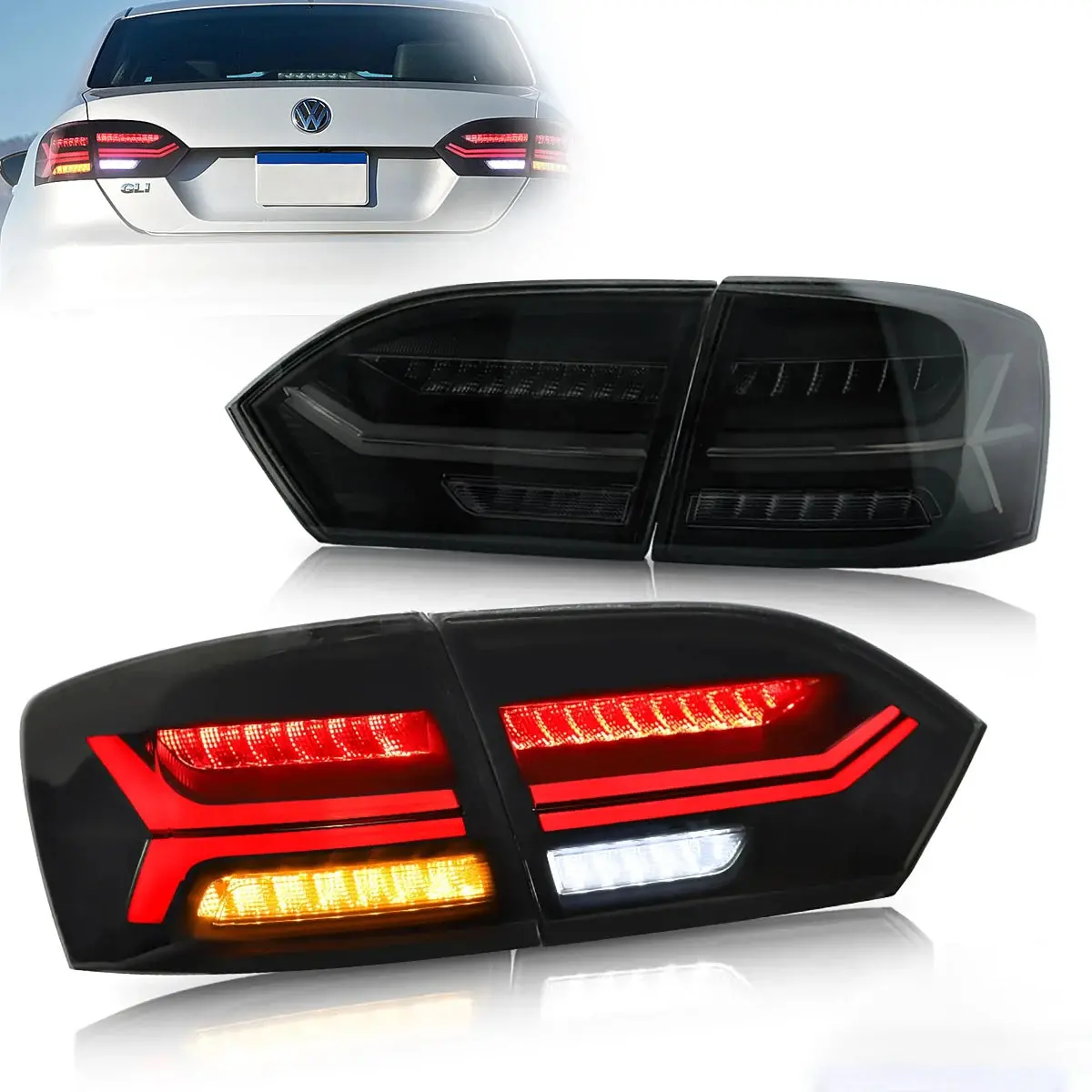 Led Tail Light Assembly With Full Led Sequential Turn Signal For 2011-2014 Volkswagen Jetta/Sagitar 6Th Gen (A6) 1