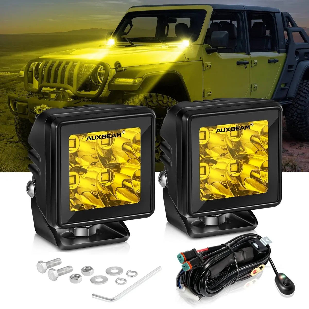 2 Inch 40W 4000Lm Led Pod Amber Spot Offroad Light 1