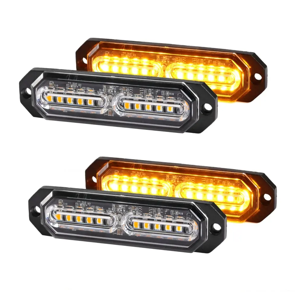 (4Psc/Set) 12Led/24Led Emergency Surface Mount Grill Strobe Light For Trucks Vehicles Atv Rv Cars Van 1