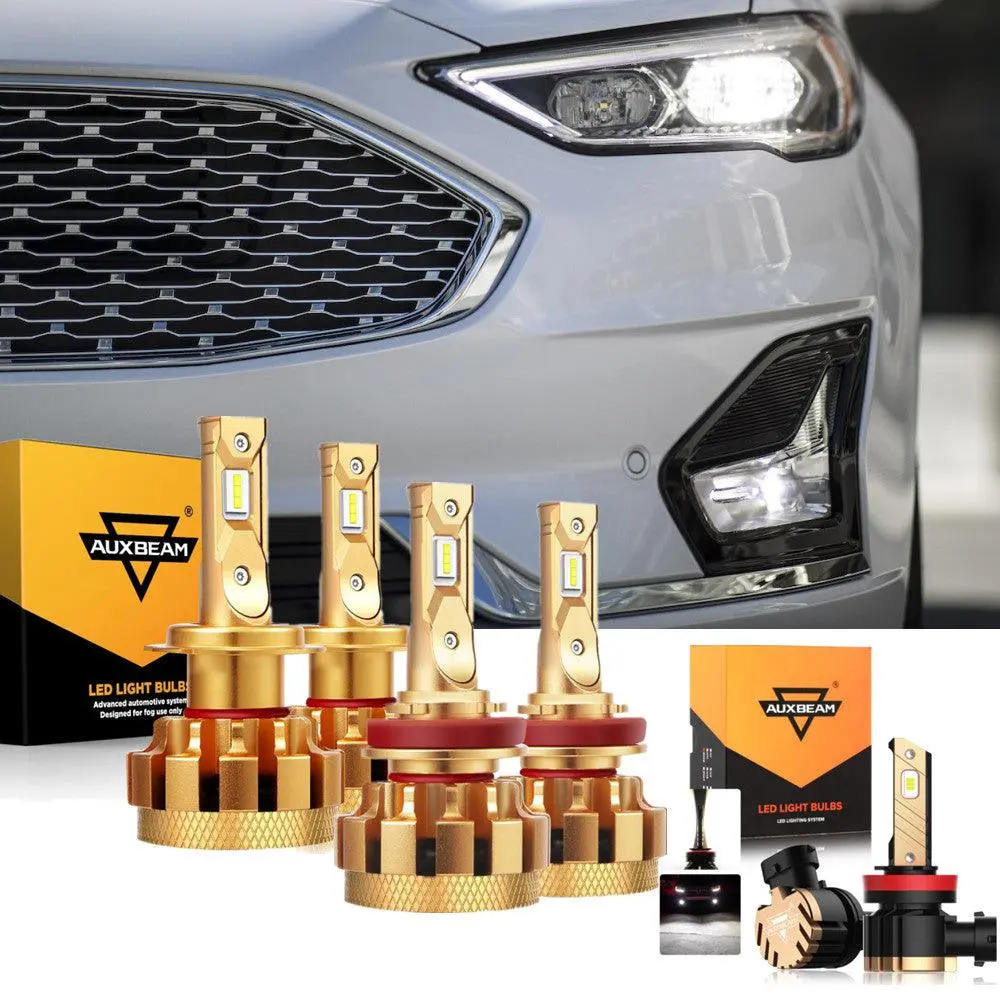 For 2006-2017 Ford Fusion F-16 Plus Series Built-In Canbus Automotive Grade 14000Lm Led Light Bulbs High Low Beam Bundle 1