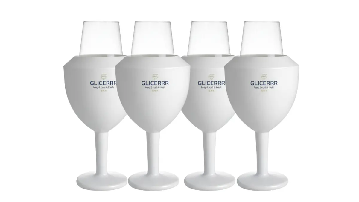Glicerrr Wijnglas Koeler En Houder Set + Glas - 4 Stuks 1