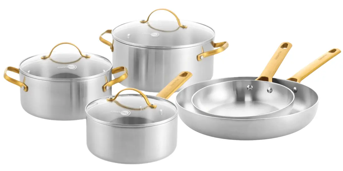 Greenpan Pannenset Padova Reserve 5-Delig - Triply - Kookpan Ø 20, 24 Cm, Steelpan Ø 18 Cm & Koekenpan Ø 20 & 28 Cm 1
