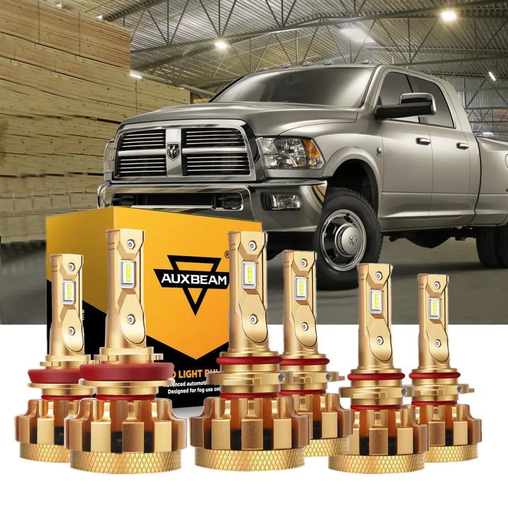 For 2009-2010 Dodge Ram 2500(With 4 Headlamps) F-16 Plus Series Built-In Canbus Automotive Grade 14000Lm Led Light Bulbs High Low Beam Bundle 1