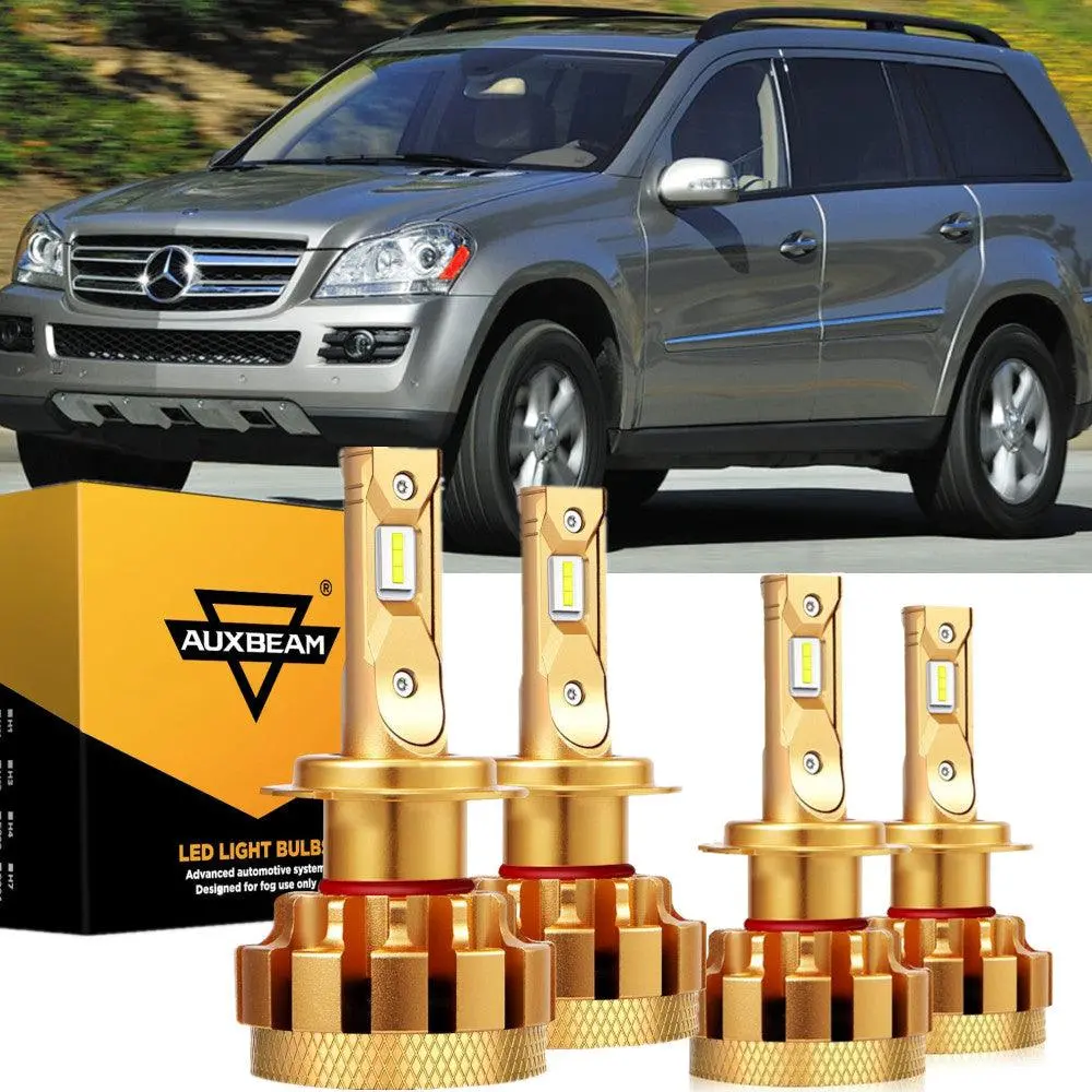 For 2007-2016 Mercedes-Benz Gl450 With Halogen Headlamps F-16 Plus Series Built-In Canbus Led Light Bulbs High Low Beam Bundle 1
