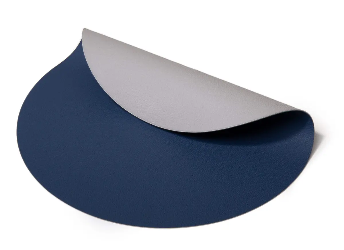 Jay Hill Placemat - Vegan Leer - Grijs / Blauw - Dubbelzijdig - Ø 38 Cm 1