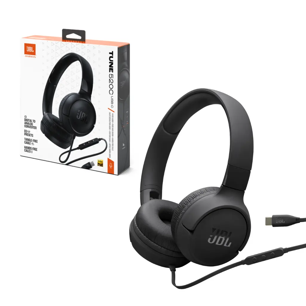 Jbl Tune 520C Usb-C Hi-Res Wired On-Ear Headphones - Black 1