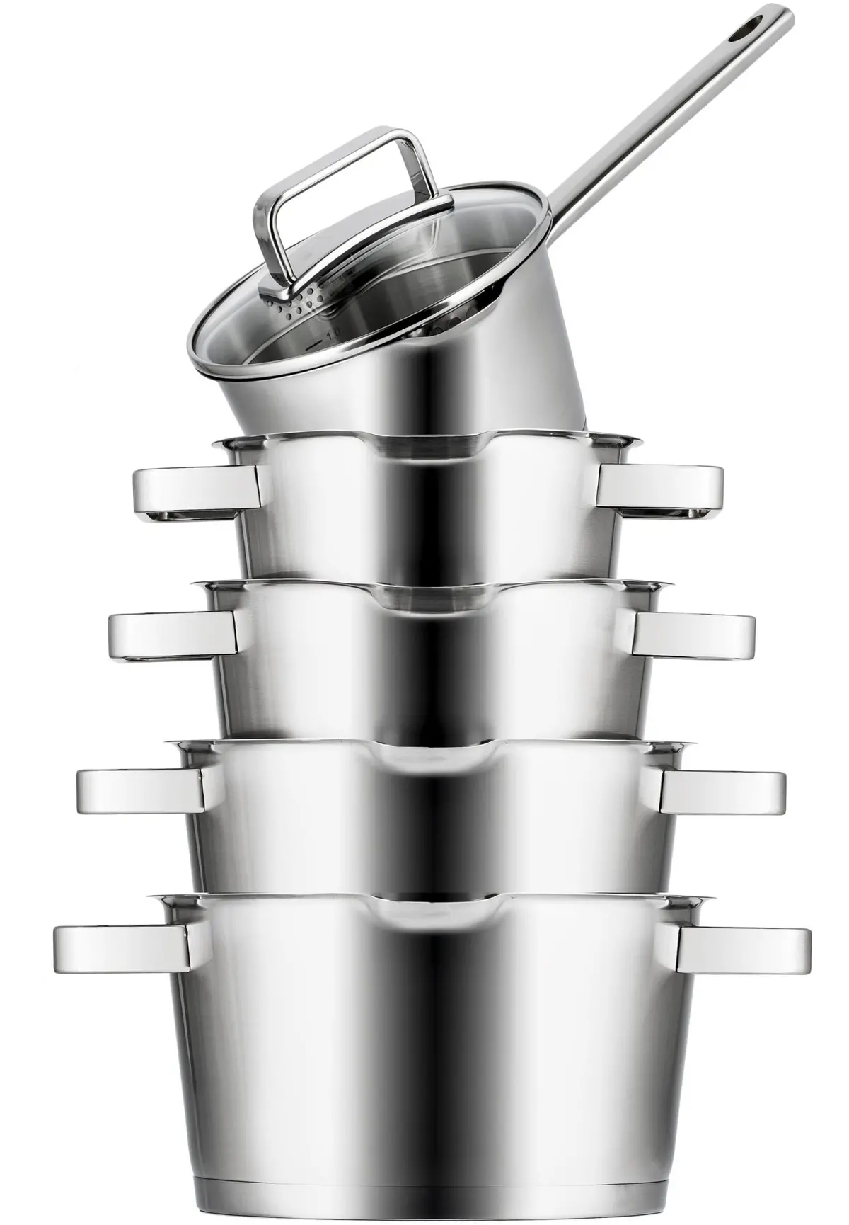 Sola Pannenset Diamond 5-Delig Rvs - Downdraft Geschikt - Kookpan Ø 16, 18, 20, 24 Cm & Steelpan Ø 16 Cm - Geschikt Voor Alle Warmtebronnen 1