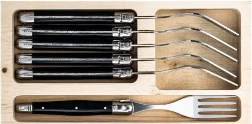 Laguiole Style De Vie Steakvorken Premium Line Zwart - 6 Stuks 1