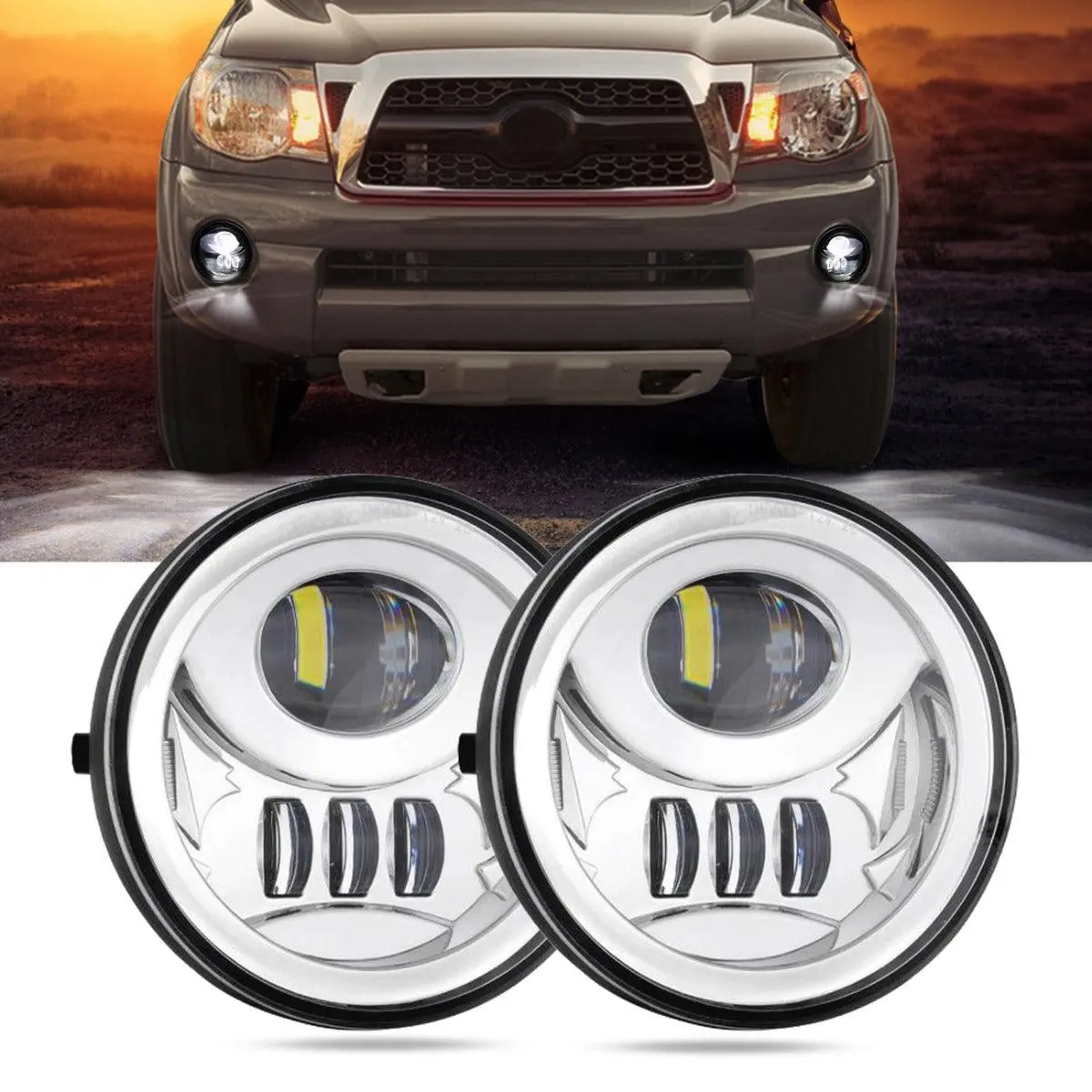 (2Pcs/Set) 27W Chrome Led Fog Light Assembly For Toyota Tacoma 2005-2011/ Toyota Solara 2004-2006/ Toyota Sequoia 2008-2015/ Toyota Tundra 2007-2013 1
