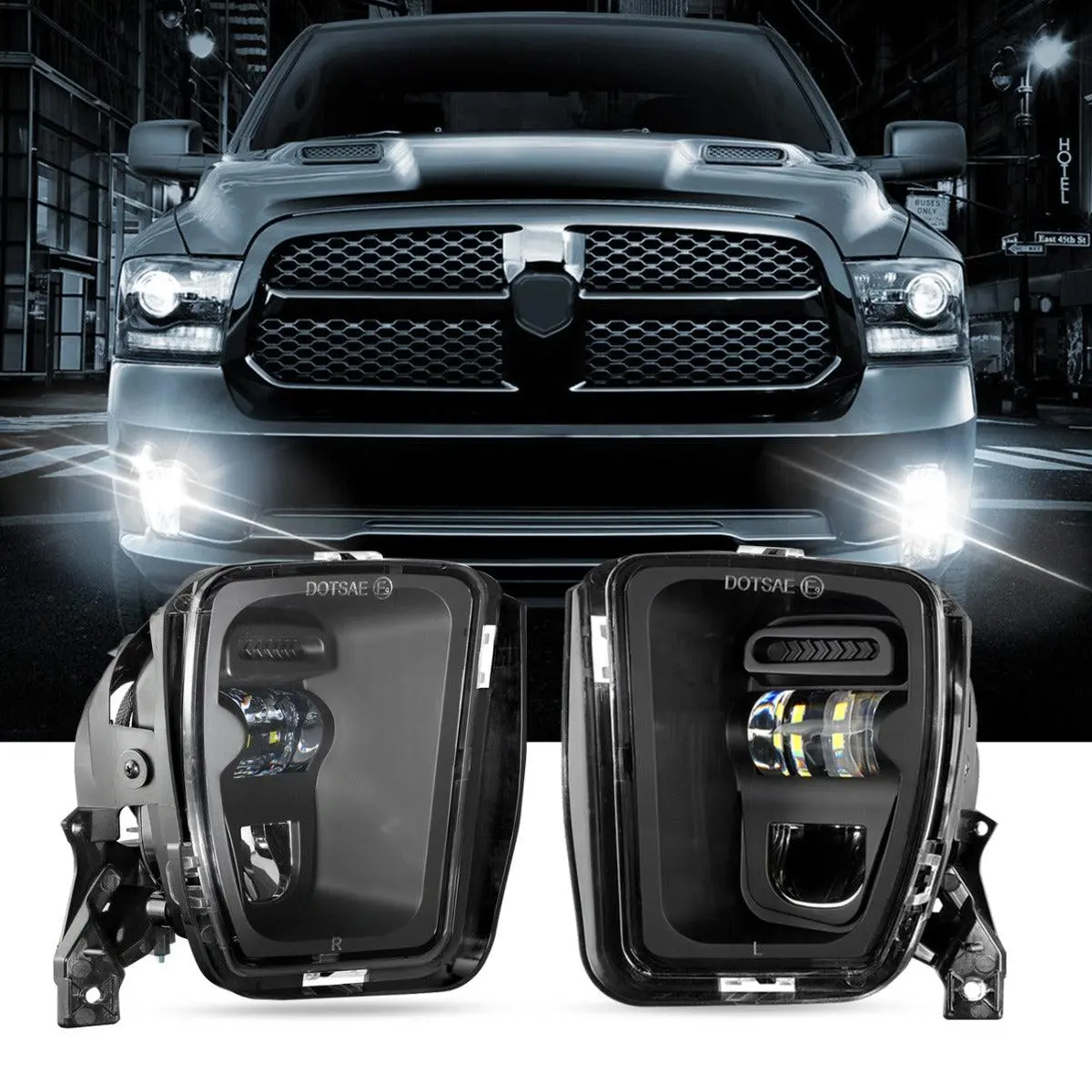 (2Pcs/Set) 36W Led Fog Lights For Dodge Ram 1500 2013 2014 2015 2016 2017 2018 (Black) 1
