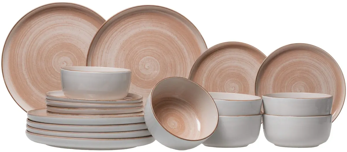 Cosy & Trendy Serviesset Baltic Peach 18-Delig / 6 Personen - 6 Dinerborden, 6 Ontbijtborden En 6 Kommen 1