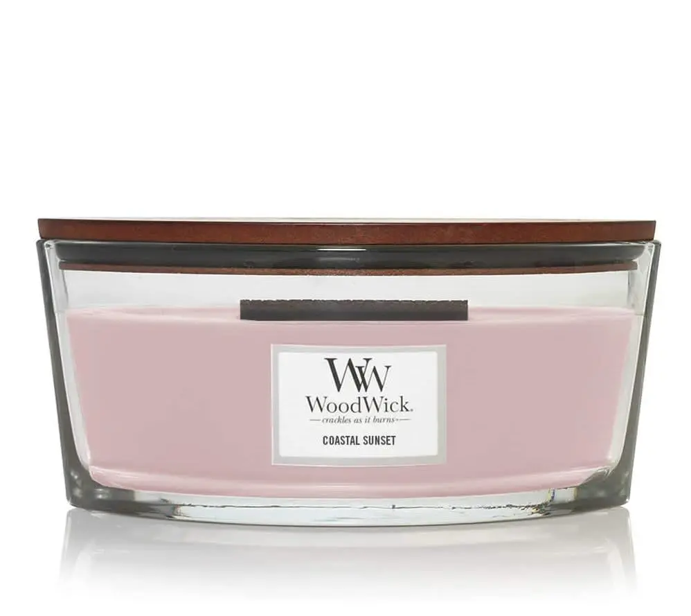 Woodwick Geurkaars Ellipse Coastal Sunset - 9 Cm / 19 Cm - Geurkaars In Glas - Houten Lont 1